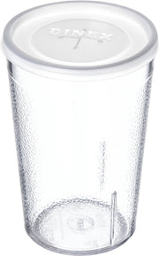 Disposable Lid with Straw Slot for CFS Stackable and Louis Tumblers by DINEX – 0.5" x 2.62" x 2.62", 8 ounces, Polystyrene, Straw, Model DX1191ST8714