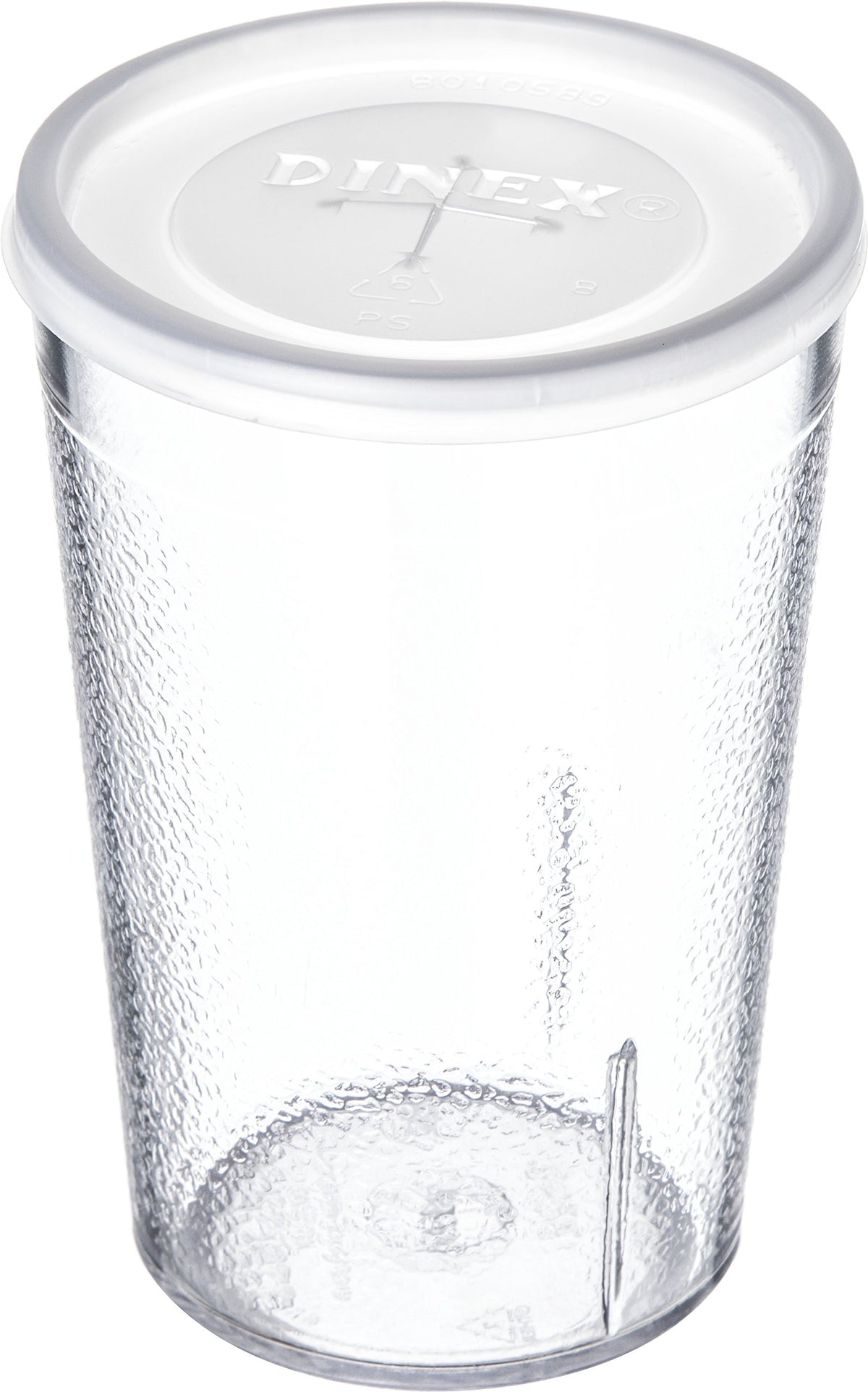 Disposable Lid with Straw Slot for CFS Stackable and Louis Tumblers by DINEX – 0.5" x 2.62" x 2.62", 8 ounces, Polystyrene, Straw, Model DX1191ST8714