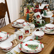 Pickmesh Christmas Dinnerware Set, 16 Piece Ceramic Service for 4