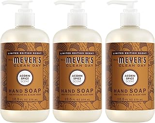 Mrs. MEYER'S CLEAN DAY Hand Soap, Acorn Spice Scent, 12.5 Fl Oz Bottle - 3 Pack | Moisturizing Liquid Hand Soap, Softens and Cleans Hands, Cruelty Free, Made with Essential Oils, Olive Oil, and Aloe Vera