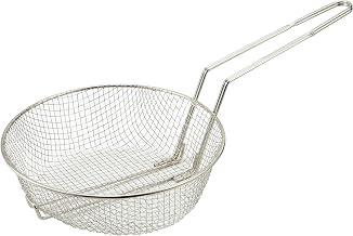 Winco 12" Nickel-plated steel Culinary Basket | Medium mesh filtering, Restaurant service, Great for Entrees, Salads, Desserts and Appetizers