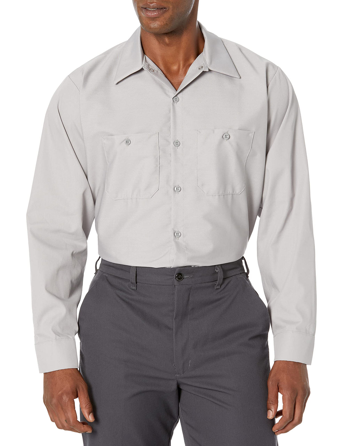 Long Sleeve Industrial Solid Work Shirt Silver Grey Medium - 5 Pack by Red Kap – Silver Grey, Pack of 5, Model SP14