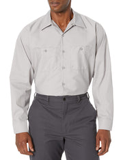 Long Sleeve Industrial Solid Work Shirt Silver Grey Small - 3 Pack by Red Kap – Silver Grey, Pack of 3, Model SP14