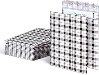 Quality Park Bubble Mailers, 8.5 x 11, Shipping Envelopes, Water Resistant Poly Padded Envelopes, Plaid, 25 Pack (QUA85872)