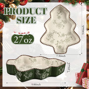 Vesici Ceramic Pie Dish, 9 Inch 27 Ounce Tree Fluted, Green