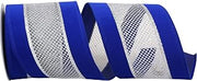Reliant Ribbon Corp 90659W-989-10F Velvet Mesh Middle Wired Edge Ribbon, 4 Inch X 10 Yards, Royal/Silver