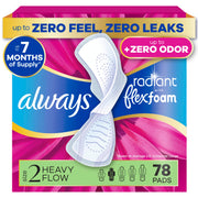 Radiant Feminine Pads for Women by Always – Heavy (Size 2), Foam, White, Model 4332404264