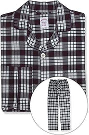 Brooks Brothers Mens Flannel Cotton Two Piece Pajama Shirt and Pants Lounge Set,