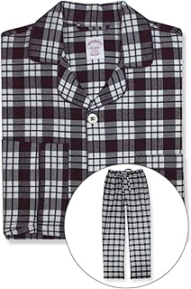 Brooks Brothers Mens Flannel Cotton Two Piece Pajama Shirt and Pants Lounge Set,