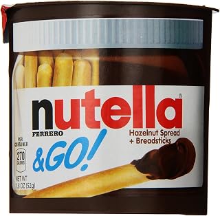 Nutella and Go Snack Packs, Chocolate Hazelnut Spread with Breadsticks, Perfect Bulk Snacks for Kids' Lunch Boxes, 1.8 Ounce, Pack of 48