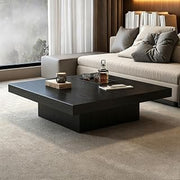 Square Solid Wood Luxury Coffee Table | Mesa de Centro para Sala, Solid Wood Center Table for Living Room, Lounge & Office(Black (with tray),80cm/31.5in)