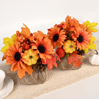 Waipfaru Artificial Fall Flowers, 2pcs, Orange
