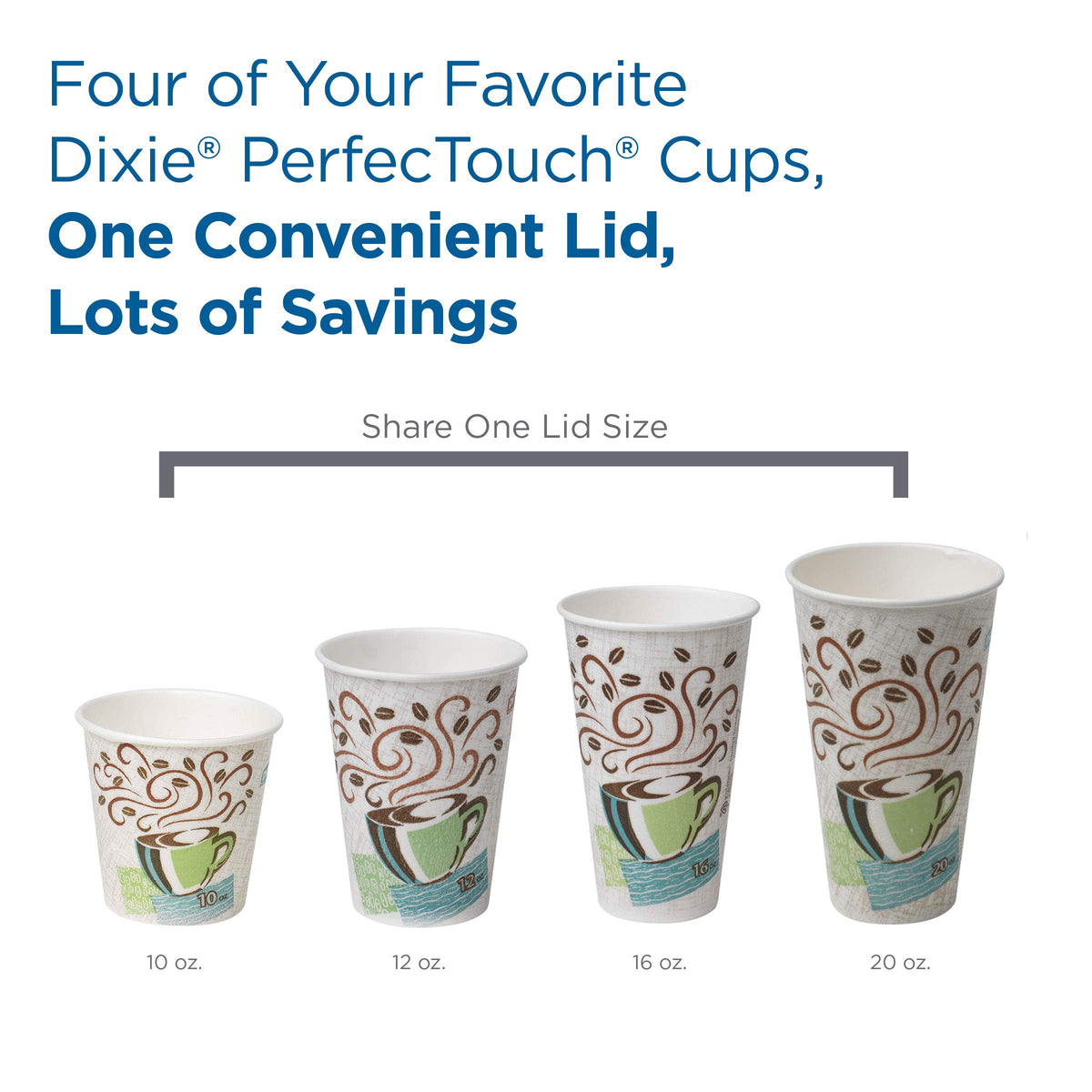 Georgia-Pacific Dixie 10 oz. to 16 oz. Dome Hot Coffee Cup Lids by GP PRO (Georgia-Pacific) – White, D9542, 1,000 Count (100 Lids Per Sleeve, 10 Sleeves Per Case)