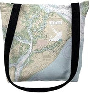 Betsy Drake TY11516M 16 x 16 in. Hilton Head South Carolina Nautical Map Tote Bag - Medium