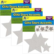 Silver Glitz Stars Accents - Assorted Size, 3PK
