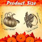 Patelai Napkin Rings, 12 Pack Metal, Bronze Maple Leaf Pumpkin