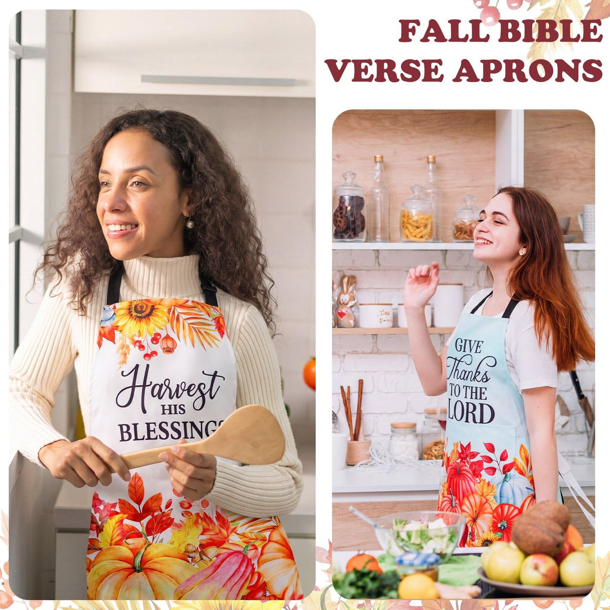 Colarr Fall Christian Aprons for Women, 4 Pack with Bible Verses, Colorful