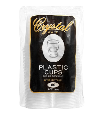 Crystalware, 9 oz. Plastic Disposable Cups, Flexible and Crack Resistant, 80 count sleeves, 12/Case (960 Cups) by Crystal Ware – 9.0 fluid_ounces, Plastic, Clear, Model C9OZPPC960