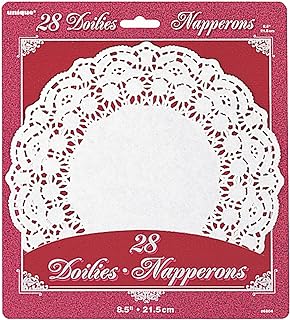 Unique Party White Paper Doilies - 8.25" (28 Ct) - Premium Quality Disposable Table Decor for Weddings, Tea Parties, and Events
