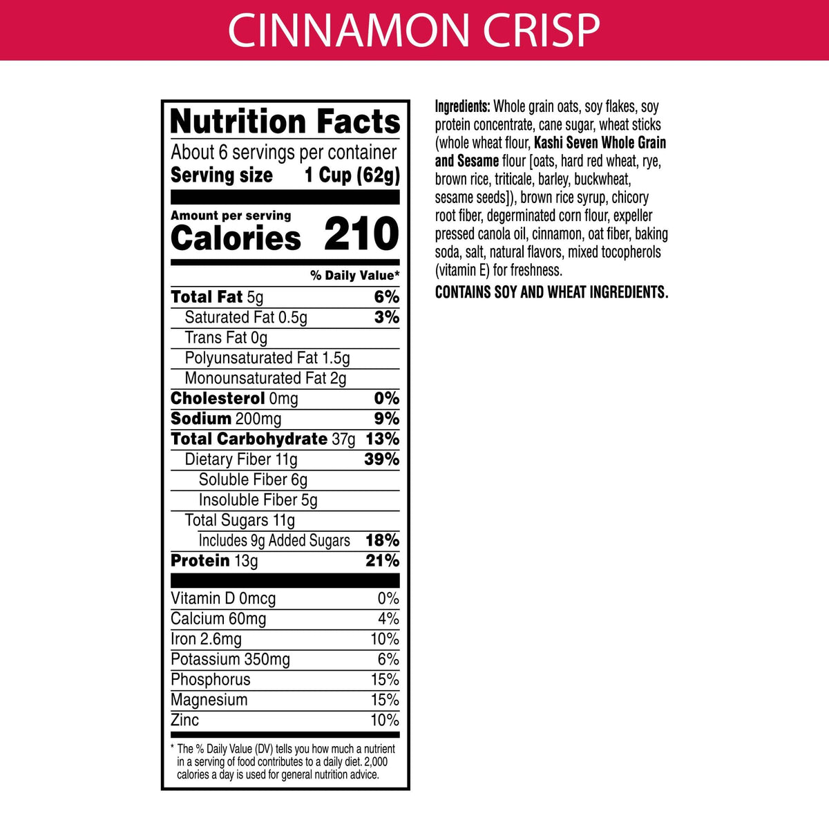 Kashi cinnamon crisp / 14 Ounce (Pack of 1) / brown Cold Cereal