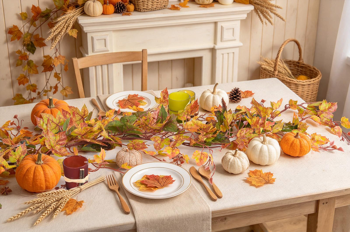 Lvydec Maple Leaf Garland, 13 Feet Total, Orange