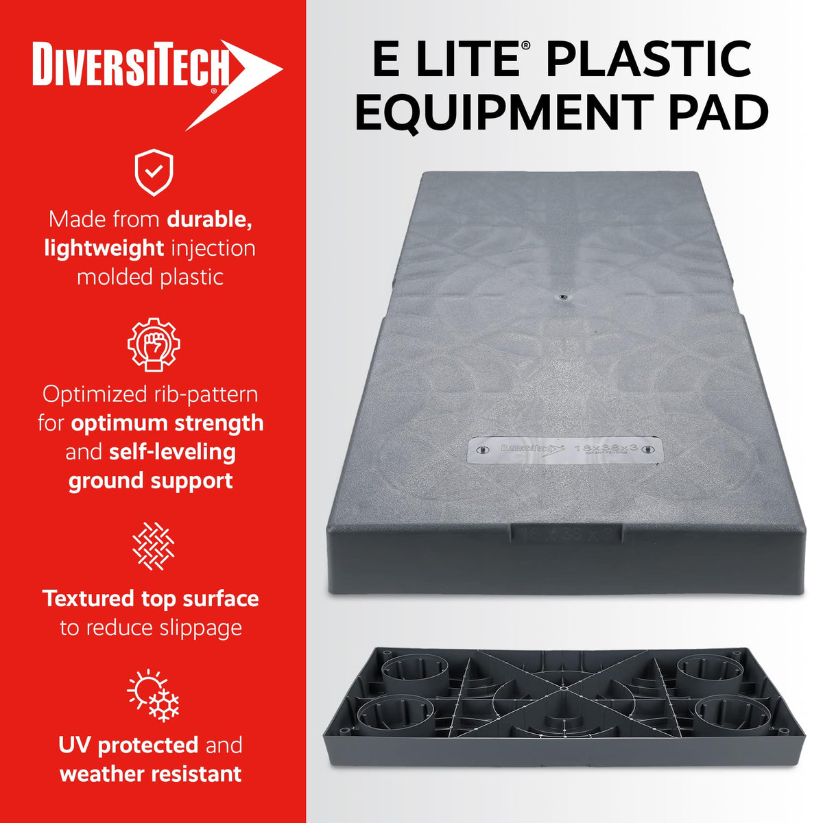 E Lite Plastic Equipment Pad for HVAC Systems by Diversitech – Onе Paсk, plastic, Model EL3232-2