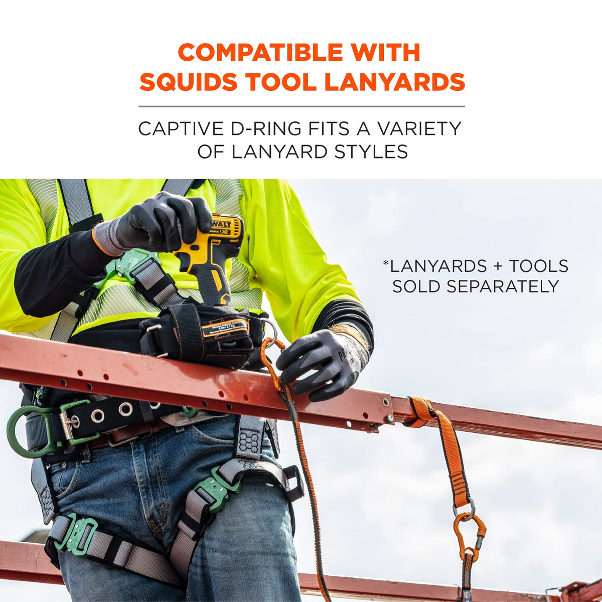 Squids 3174 Tool Tethering Cross Arm Anchor Strap by Ergodyne – Polyester, Orange, Model 19174