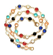 Multicolored Crystal Channel Linked Necklace by Generic – Swarovski crystals, gold plated metal, multicolors