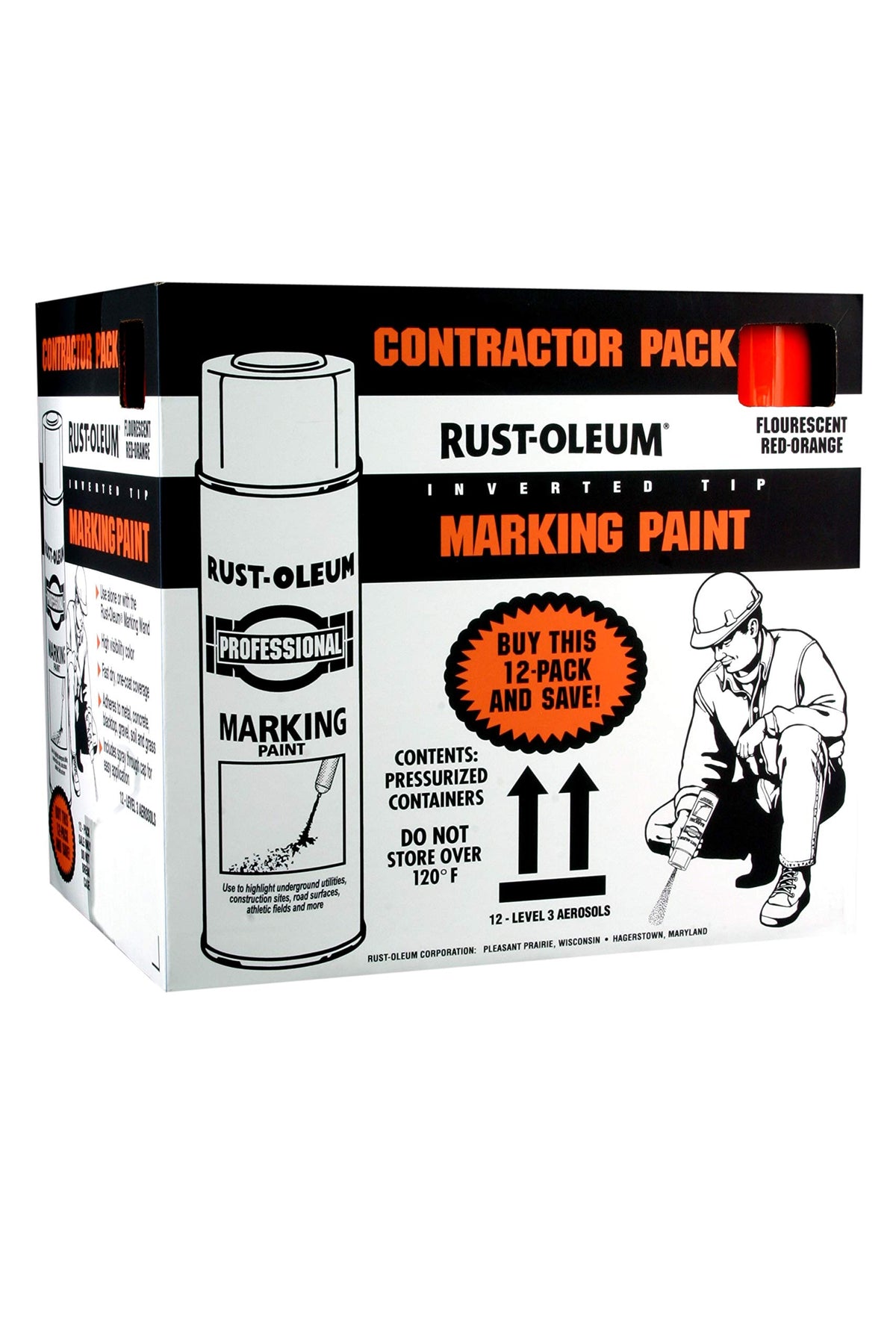 Rust-Oleum 10.67 Fl Oz (Pack of 12) / Fluorescent Red/Orange / 1 Spray Paint