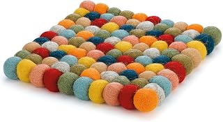 Cilio Fair Trade Certified 100% Virgin Sheep Wool Trivet Made in Nepal, 8" Square, Multi-Color