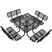 46" Square Picnic Table with Backrests by Global Industrial – 46" x 46" x 31.75", Expanded Metal, Green, Model 695965GN