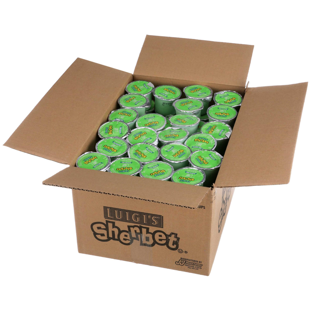 Luigis Lime Sherbet Cup by J and J Snack Foods – 4 Ounce, Pack of 96