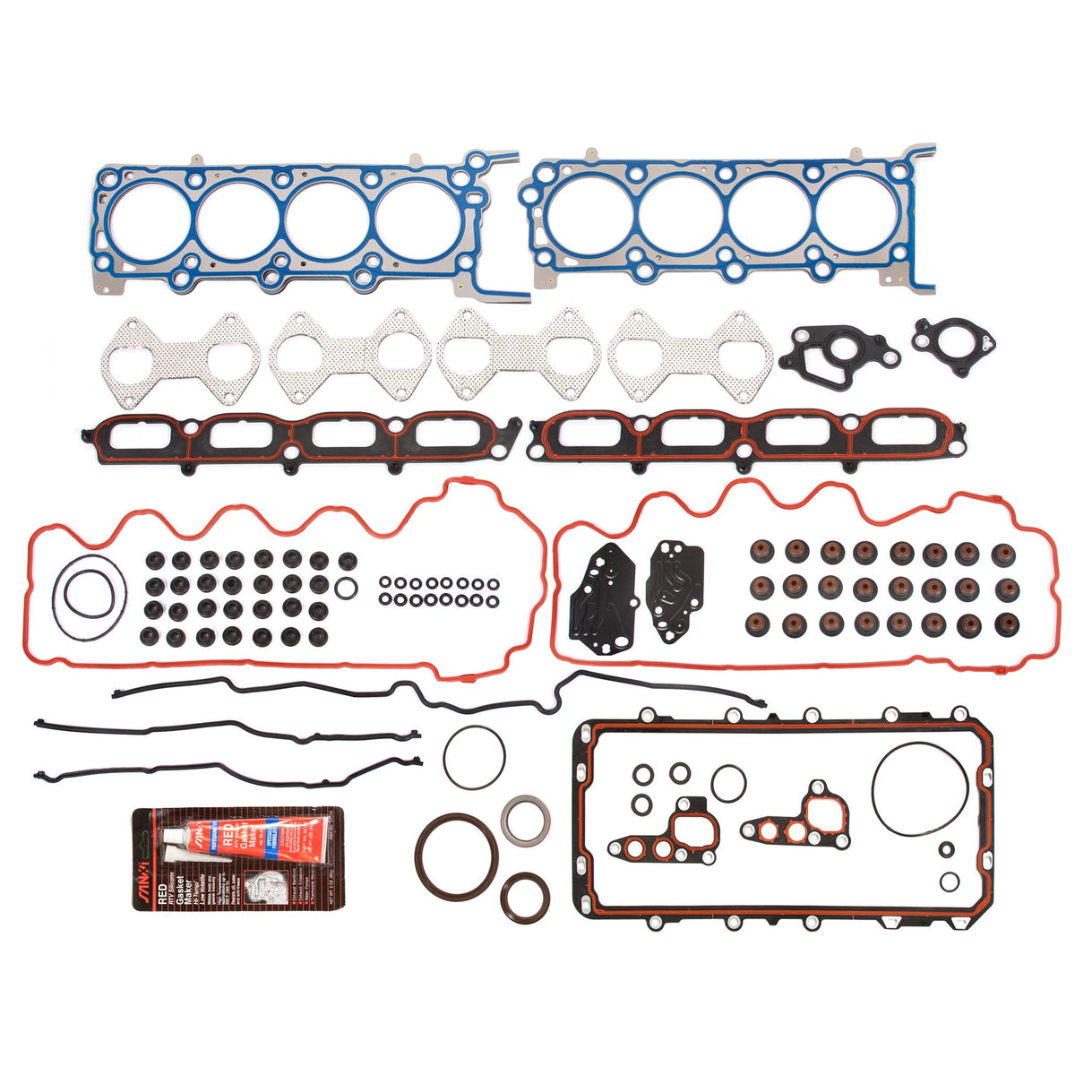 6 Full Gasket Set Pistons Bearings Compatible With/For 07-14 Ford Lincoln 5.4L TRITON 3-VALVE by Mizumo Auto – Main Bearings 0.25mm | Rod Bearings 0.25mm, Model MA-9761299698