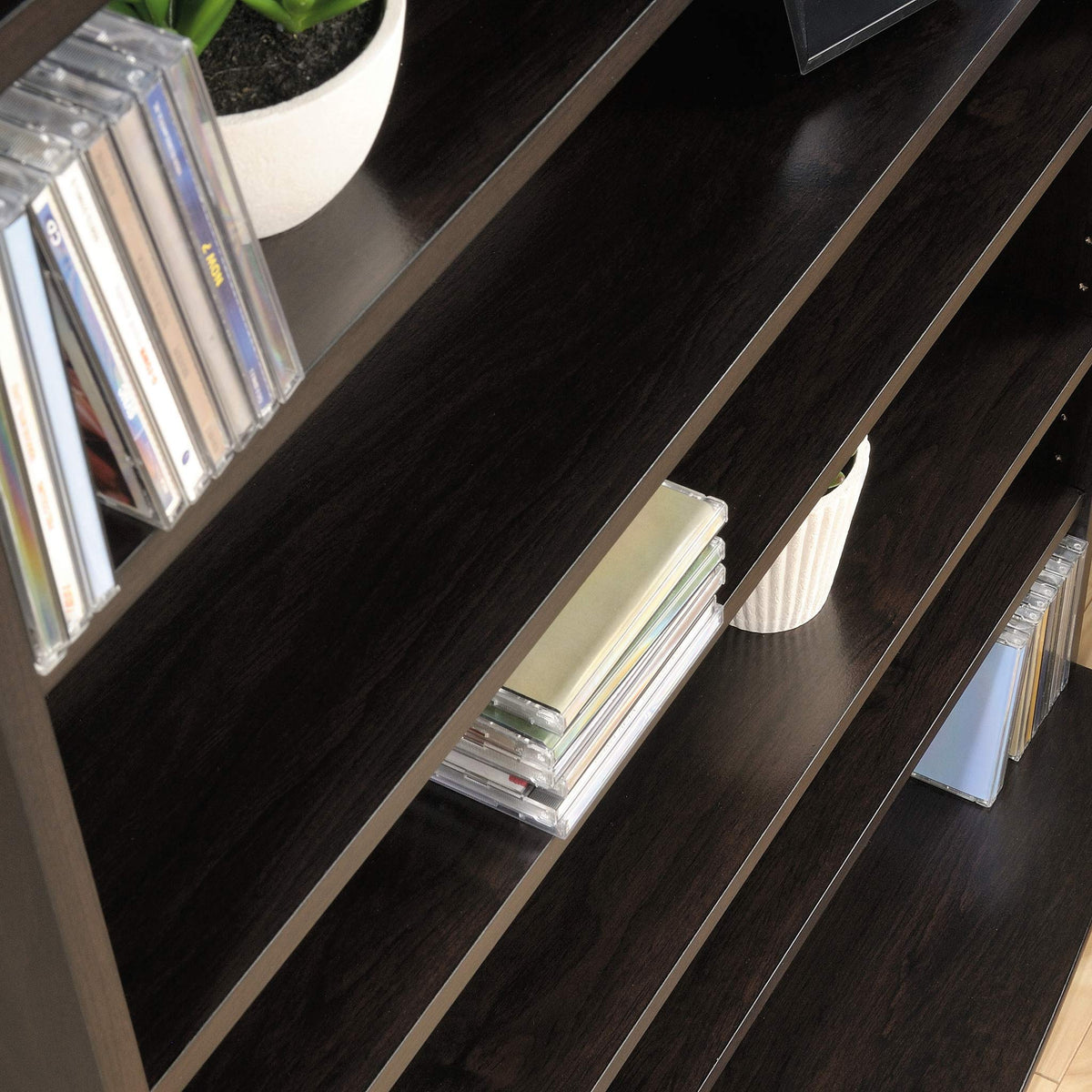 Multimedia 7 tier Storage Tower by Sauder – L:32.44" x W:9.41" x H:45.35, Engineered Wood, Cinnamon Cherry, Model 409110