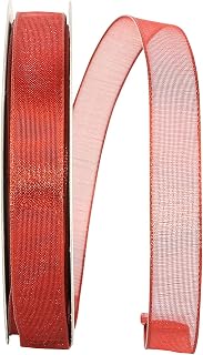 Reliant Ribbon Mesh Classic Wired Edge Ribbon, 5/8 Inch X 25 Yards, Red