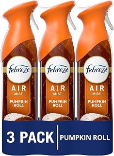 Febreze Odor-Fighting Air Freshener Spray, Room Spray, Pumpkin Roll Air Mist, 8.1 oz, 3ct