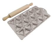 World Cuisine 24 Piece Ravioli Maker with Rolling Pin by PADERNO – Aluminum, Gray, Model Calder 2162