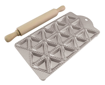 World Cuisine 24 Piece Ravioli Maker with Rolling Pin by PADERNO – Aluminum, Gray, Model Calder 2162