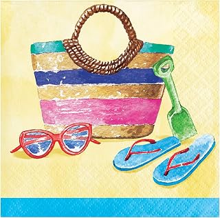 Creative Converting Beach Day Beverage Napkins, 5", Multicolor