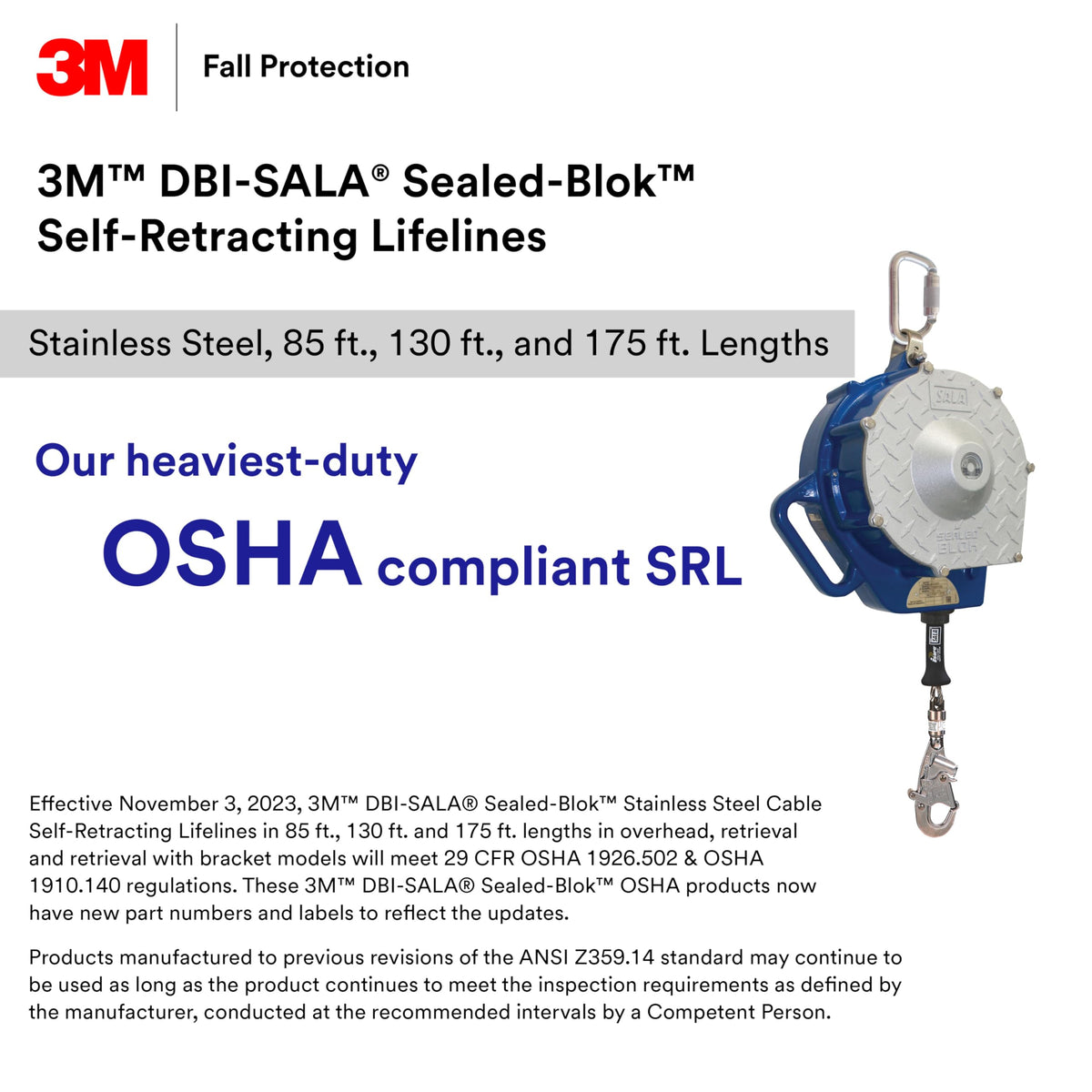 ™ DBI-SALA® Sealed-Blok™ Self-Retracting Lifeline by 3M – Black, Model 25341