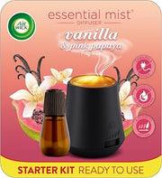 Air Wick Essential Mist Starter Kit (Diffuser + Refill) Vanilla & Pink Papaya Essential Oils Diffuser, Air Freshener Starter Kit
