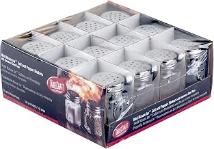 Tablecraft Mini Mason Salt & Pepper Shaker with Stainless Steel Top, 12 per Pack, 1.5 oz