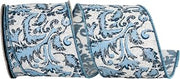 Reliant Ribbon Filigree Azul Glittered Deluxe Wired Edge, Blue, 4 Inch, 10 Yards