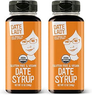 Date Syrup, Organic Sugar Substitute, 2 Pack, 12 oz – Date Lady | Two 12 oz Squeeze Bottles Made From 100% Organic Dates; Vegan, Paleo, Gluten Free and Kosher; Great for Coffee and Baking
