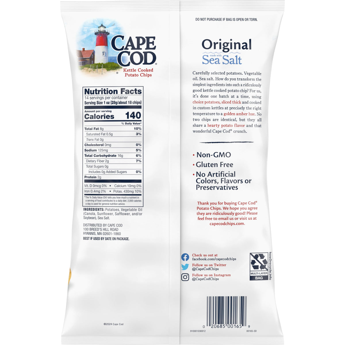 Cape Cod Original / 14 Ounce (Pack of 3) / 1 Potato