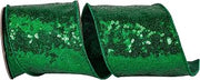 Reliant Ribbon Metallic Sequin Fantasy Deluxe Metallic Backed Wired Edge, Emerald, 4 Inch, 5 Yards
