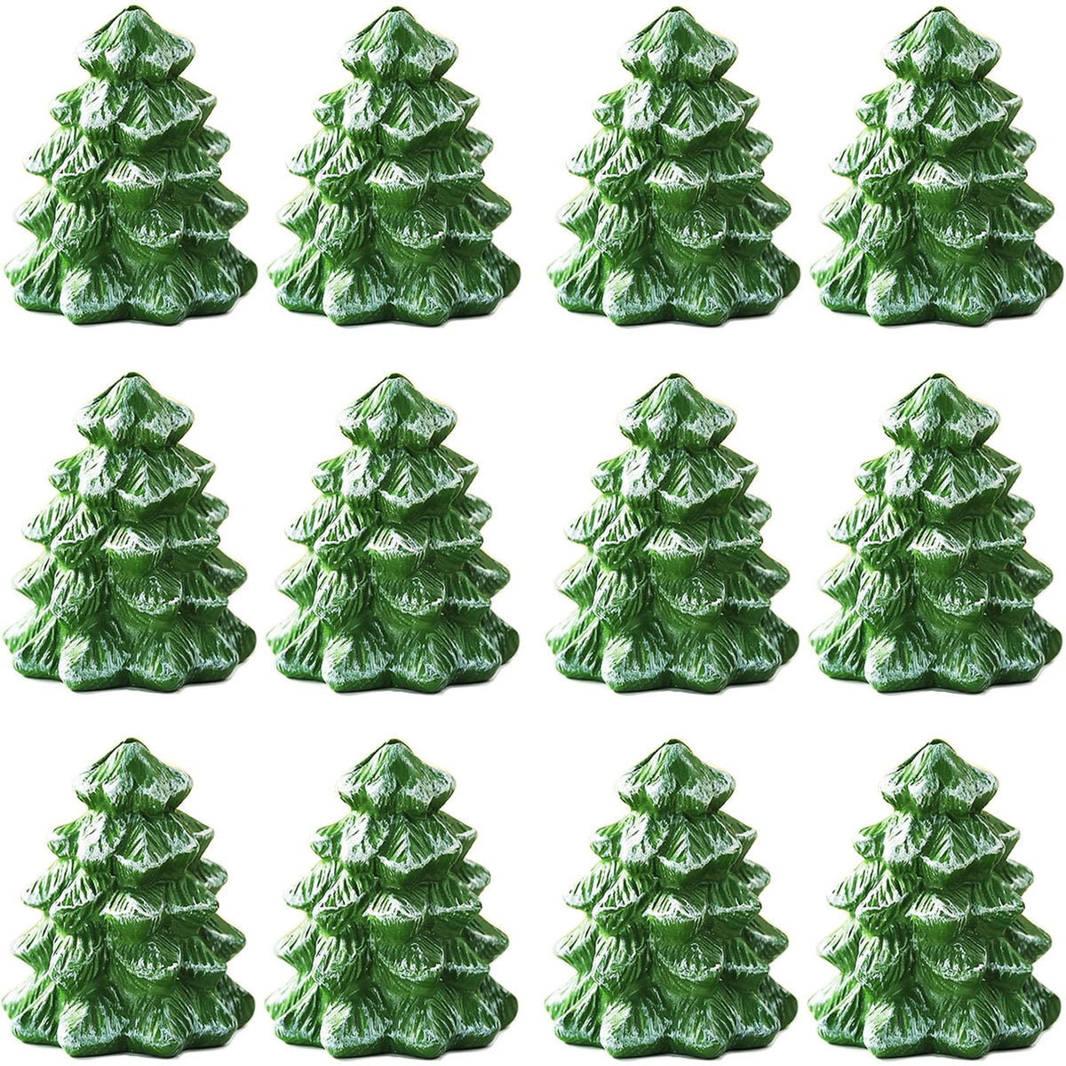 QIAOIDEA Mini Tree Card Holders, Resin Set of 12, Green