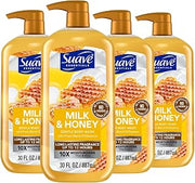 Suave Essentials Gentle Body Wash, Milk & Honey With a Sweet Oil Blend Essence, Infused with Vitamin E & Honey Extract 30 oz, 4 count
