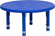 Flash Furniture 33 in Plastic Adjustable Round Activity Table, Blue | Height Adjustable Table, Durable Construction, Commercial Use