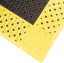 Notrax 522S4272BY 522 Cushion-Lok 42" x 72" Black/Yellow Safety Anti-Fatigue Drainage Mat with Grip-Step